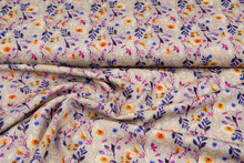 Viskose Leinen Digital bedruckt little twigs lila-multi