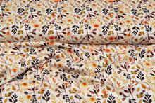 Viskose Leinen Digital bedruckt little twigs orange-gelb-sand