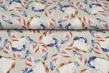 Viskose Leinen Digital bedruckt retro leaves mint