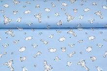 Baumwolljersey bedruckt baby animals blau