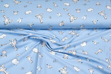 Baumwolljersey bedruckt baby animals blau