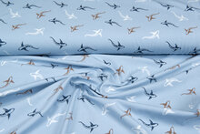 Baumwolljersey bedruckt sharks baby blau
