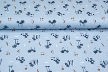 Baumwolljersey bedruckt beach baby blau