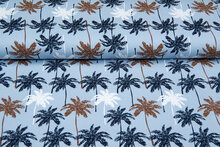 Baumwolljersey bedruckt palm baby blau