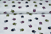 Baumwolljersey bedruckt little owl weiss