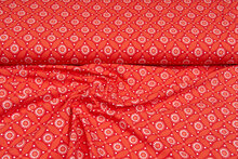 Baumwolljersey bedruckt geo circles rot