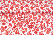Baumwolljersey bedruckt flowers koralrot