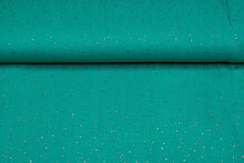 Baumwoll Musselin bedruckt glitzer gold emerald