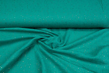 Baumwoll Musselin bedruckt glitzer gold emerald