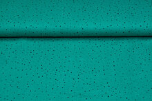 Baumwoll Musselin bedruckt little dots with foil emerald