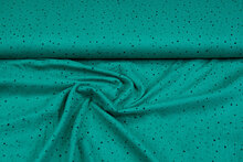 Baumwoll Musselin bedruckt little dots with foil emerald