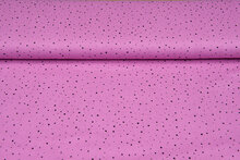 Baumwoll Musselin bedruckt little dots with foil fuchsia
