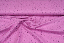 Baumwoll Musselin bedruckt little dots with foil fuchsia