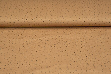 Baumwoll Musselin bedruckt little dots with foil karamel