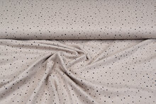 Baumwoll Musselin bedruckt little dots with foil sand-taupe