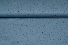 Baumwoll Musselin bedruckt little dots with foil grau-blau