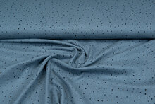 Baumwoll Musselin bedruckt little dots with foil grau-blau