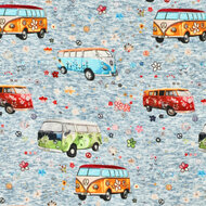 Alpenfleece bedruckt retro vans jeansblau