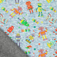 Alpenfleece bedruckt funny robots jeansblauw