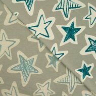 French Terry bedruckt stars mint