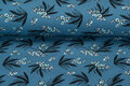 French Terry bedrukt flower metalblau