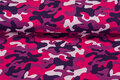 Baumwolljersey bedruckt camouflage rosa-violett