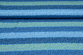 Baumwolljersey bedruckt colorful stripes blau-grün