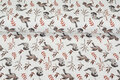 Baumwolljersey bedruckt digital bird twigs