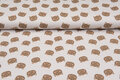 Baumwolljersey bedruckt cat faces helltaupe