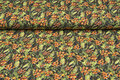 Baumwolljersey bedruckt digital flowers grün-orange