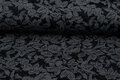 Strickstoff Jacquard leaves grau-schwarz