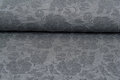 Strickstoff Jacquard flower leaves grau