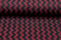 Strickstoff Jacquard zigzag bordeaux-schwarz